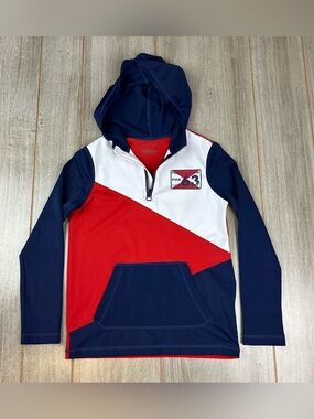Lands End Swim Sun Shirt Boys Size 7 Nautical Sailing Portsmouth Hoodie
